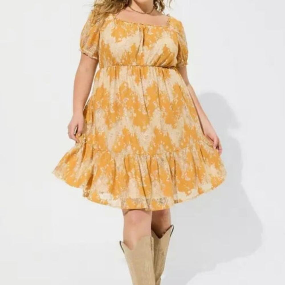 Torrid Two Tone Lace Tiered Mini Babydoll Dress Summer Boho Cottagecore